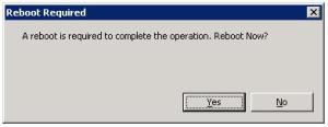 Reboot Required - Confirmation Dialog Box